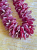 Red Picasso Rose Petals & Pink Beaded Hawaiian Haku Lei - 21"