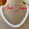 Opalescent White Wedding Orchid Lei (made with small Rose Petal Beads) - 25”
