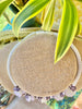 White Petals with Purple Thistle Gold Beaded Hawaiian Haku Lei Mini (5 Clusters)  - 24""