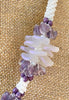 White Petals with Purple Thistle Gold Beaded Hawaiian Haku Lei Mini (5 Clusters)  - 24""