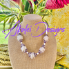 White Petals with Purple Thistle Gold Beaded Hawaiian Haku Lei Mini (5 Clusters)  - 24""