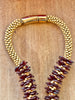 Pearlized Red with Galvanized Gold Orchid Lei Necklace - 22"