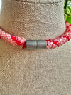 Salmon & Red Stripped Scales Necklace  Lei - 23"