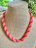 Salmon & Red Stripped Scales Necklace  Lei - 23"