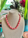 Salmon & Red Stripped Scales Necklace  Lei - 23"