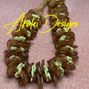 Transparent Picasso Brown & Green Beaded Hawaiian Haku Rose Petal Lei - 24"