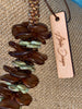 Transparent Picasso Brown & Green Beaded Hawaiian Haku Rose Petal Lei - 24"