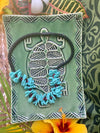 Turquoise, Black and Red New Mexico Inspired Haku Lei Necklace  - 22"