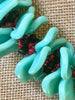 Turquoise, Black and Red New Mexico Inspired Haku Lei Necklace  - 22"