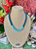 Hawaiian Beaded Necklace Lei Rope- Two-Toned Blue with Aqua (24-25")