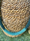Hawaiian Beaded Necklace Lei Rope- Two-Toned Blue with Aqua (24-25")