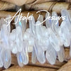 Opalescent White Wedding Orchid Lei (made with small Rose Petal Beads) - 25”