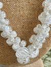 Stunning White Wedding "Unicorn" Glass Beaded Lei Necklace   - 25"