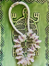 Frosted White & Lavender Beaded Hawaiian Haku Rose Petal Lei - 23"