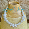 "Segmented" White Wedding Haku Lei Necklace  - 22"