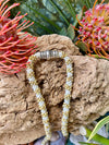 Yellow Picasso Drops with Cream Pakalana Hawaiian Lei Necklace  - 24"