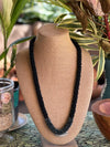Extra Long Hawaiian Beaded Necklace Lei- Matte Black with Picasso Pip Beads Black/Grey (35")