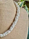 White Glossy Pearl Scales Necklace  - 22"