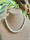 White Glossy Pearl Scales Necklace  - 22"