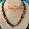 Black/Gray/Rust Beaded Kumihimo Necklace - 26" (one-of-a-kind)