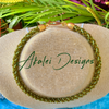 Green Continuous Beaded Braid with Hammered Look Toggle Clasp - 19"